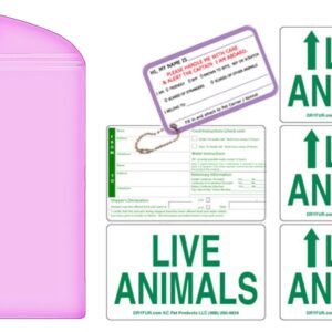 DryFur Live Animal Label Set of 5 stickers w/Pet Passport Pouch PINK