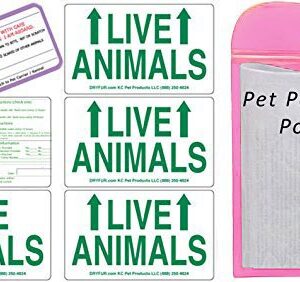 DryFur Live Animal Label Set of 5 stickers w/Pet Passport Pouch PINK