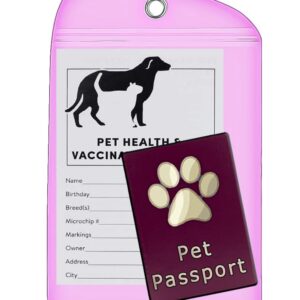 DryFur Live Animal Label Set of 5 stickers w/Pet Passport Pouch PINK