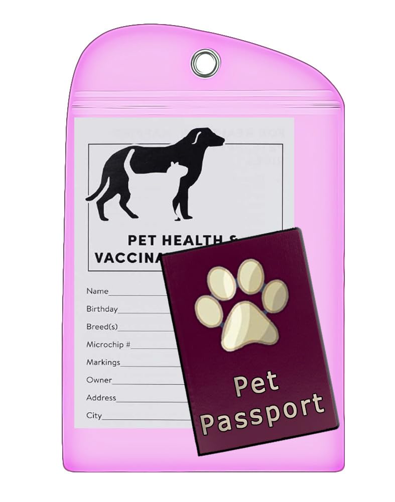 DryFur Live Animal Label Set of 5 stickers w/Pet Passport Pouch PINK