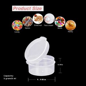 Zfyoung 50 pcs plastic cosmetic jar 5g/5ml clear case with snap lids portable,Travel Storage Cosmetic Samples Beauty Products Mini Containers with Lids, Airtight Cosmetic Containers with Lids,Holds