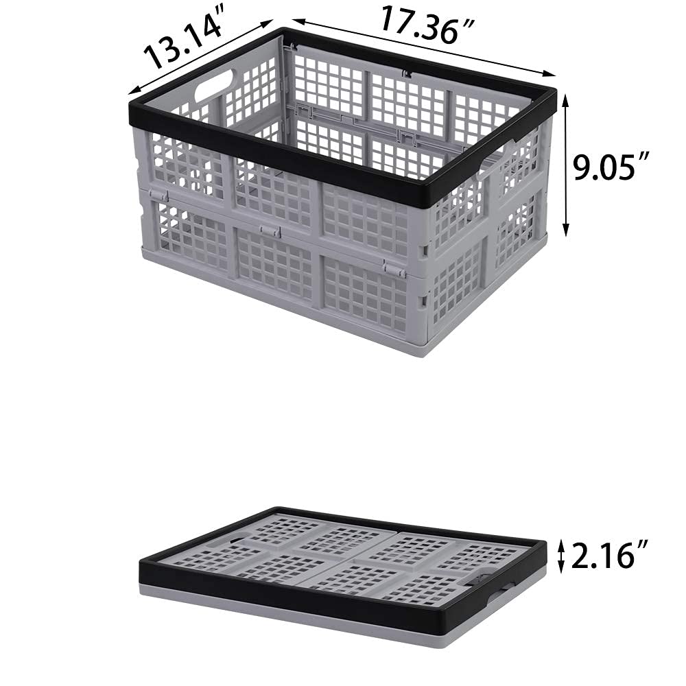 Ucake 34 L Foldable Plastic Collapsible Crate, Stackable Storage Crate, 3 Packs