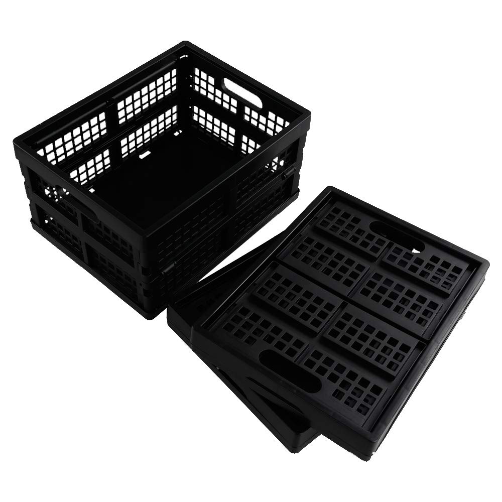 EudokkyNA 3-pack 15 Liter Collapsible Storage Basket Folding Crates, Black