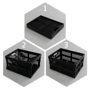 EudokkyNA 3-pack 15 Liter Collapsible Storage Basket Folding Crates, Black