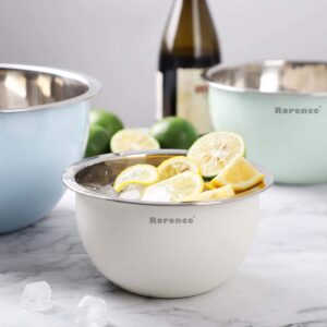 Rorence Stainless Steel Mixing Bowls with Lids: Stackable Colorful Mixing Bowls for Kitchen – Set of 3 include 1.5 Qt, 3 Qt, 5 Qt