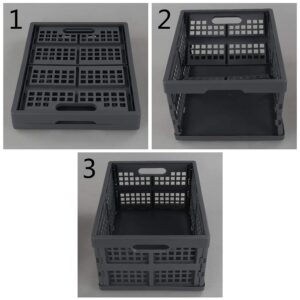 Idotry 3-PACK 15 L Plastic Stacking Folding Storage Crates, Stackable Collapsible Storage Basket