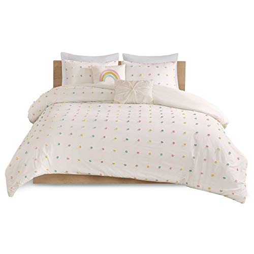 Urban Habitat Kids Callie Cotton Jacquard Weave Colorful Pom Pom Kids Comforter sets, Down Alternative Shabby Chic All Season Girls Bedding, Bedroom Decor, Full/Queen, Multi 5 Piece