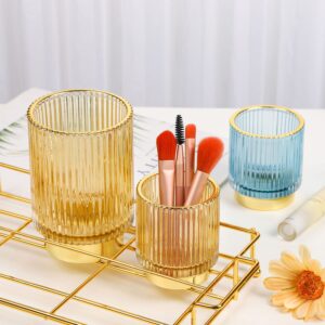 WHJY Makeup Brush Holder Lipstick Organizer Cosmetic Organizer, 5 inch Clear Yellow Crystal Lipgloss Organizers for Vanity