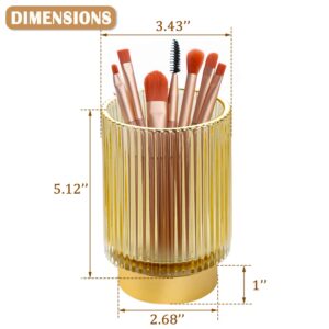 WHJY Makeup Brush Holder Lipstick Organizer Cosmetic Organizer, 5 inch Clear Yellow Crystal Lipgloss Organizers for Vanity