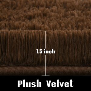 Jelymark Super Soft Shaggy Rug for Bedroom, 5x8 Feet Fluffy Carpet for Living Room, Fuzzy Indoor Plush Area Rug for Home Decor, Furry Floor Rugs for Dorm, Kids Nursery Rug for Girls, Brown