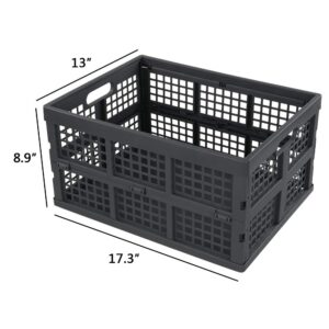 Idotry Plastic Folding Storage Crates, Grey Collapsible Basket, 28 L, Set of 3