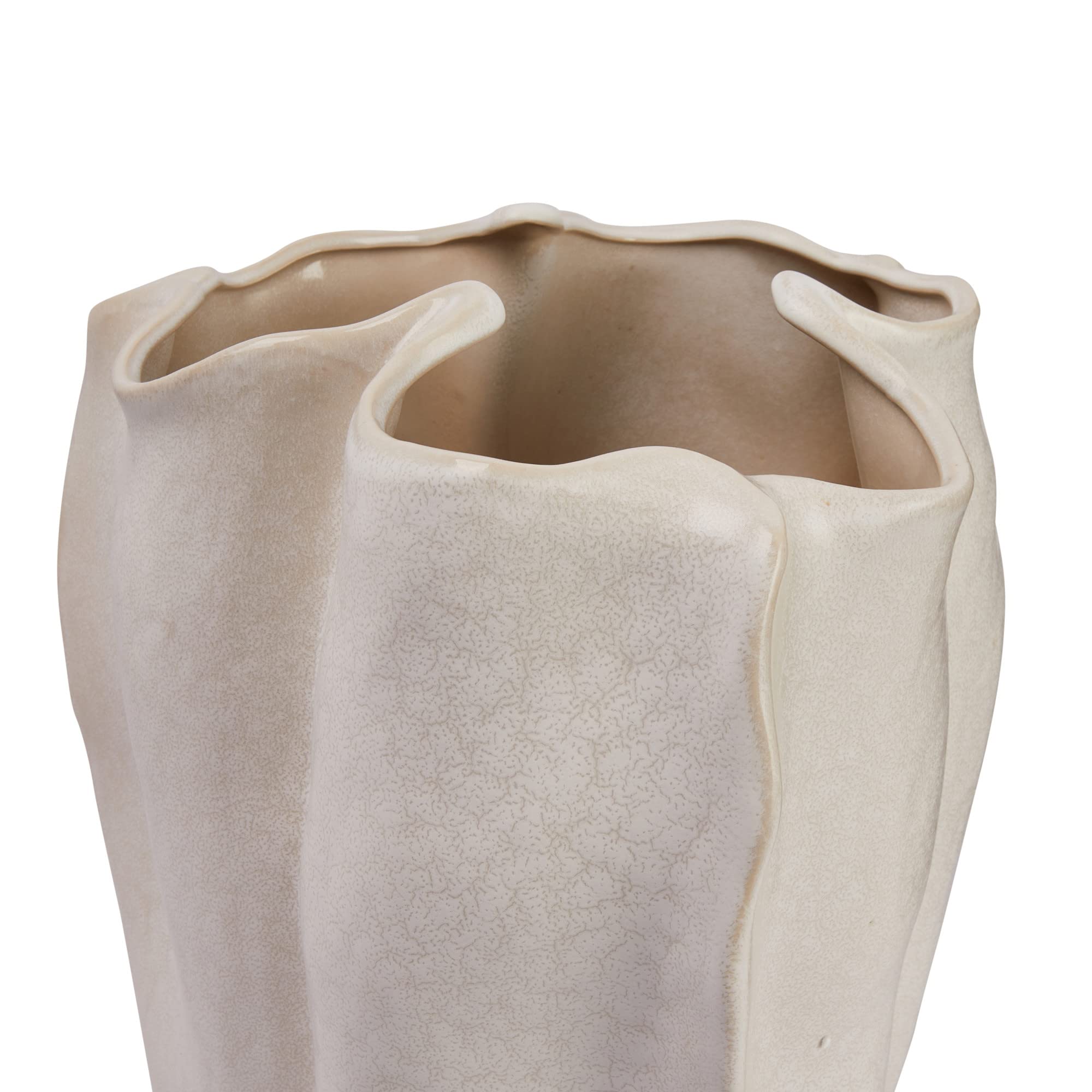 Bloomingville Decorative Organically Shaped Stoneware Vase, Matte Cream