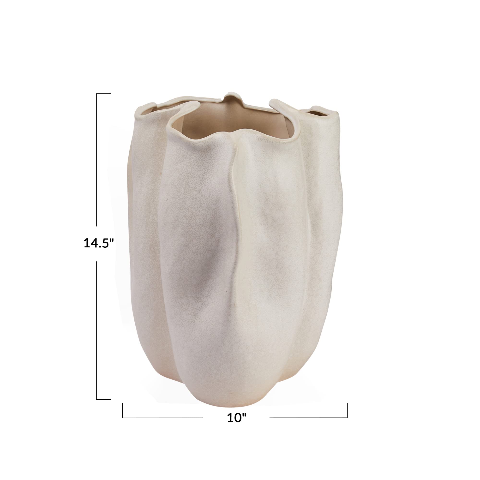 Bloomingville Decorative Organically Shaped Stoneware Vase, Matte Cream