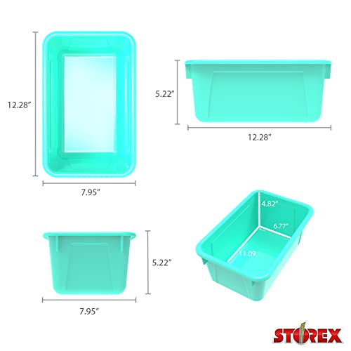 Storex Small Cubby Bins, Pack of 5, 12.2 x 7.8 x 5.1 Inches, Teal (62420U05C)