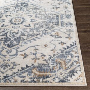 Mark&Day Area Rugs, 5x7 Baflo Traditional Denim Area Rug, Blue Cream Brown Carpet for Living Room, Bedroom or Kitchen (5'2" x 7')