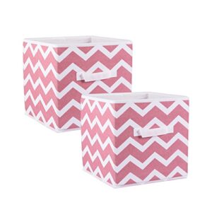 DII Non Woven Polyester Storage Bin, Chevron, Rose, Small Set of 2