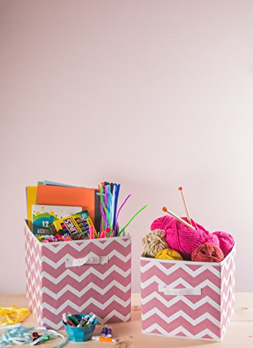 DII Non Woven Polyester Storage Bin, Chevron, Rose, Small Set of 2