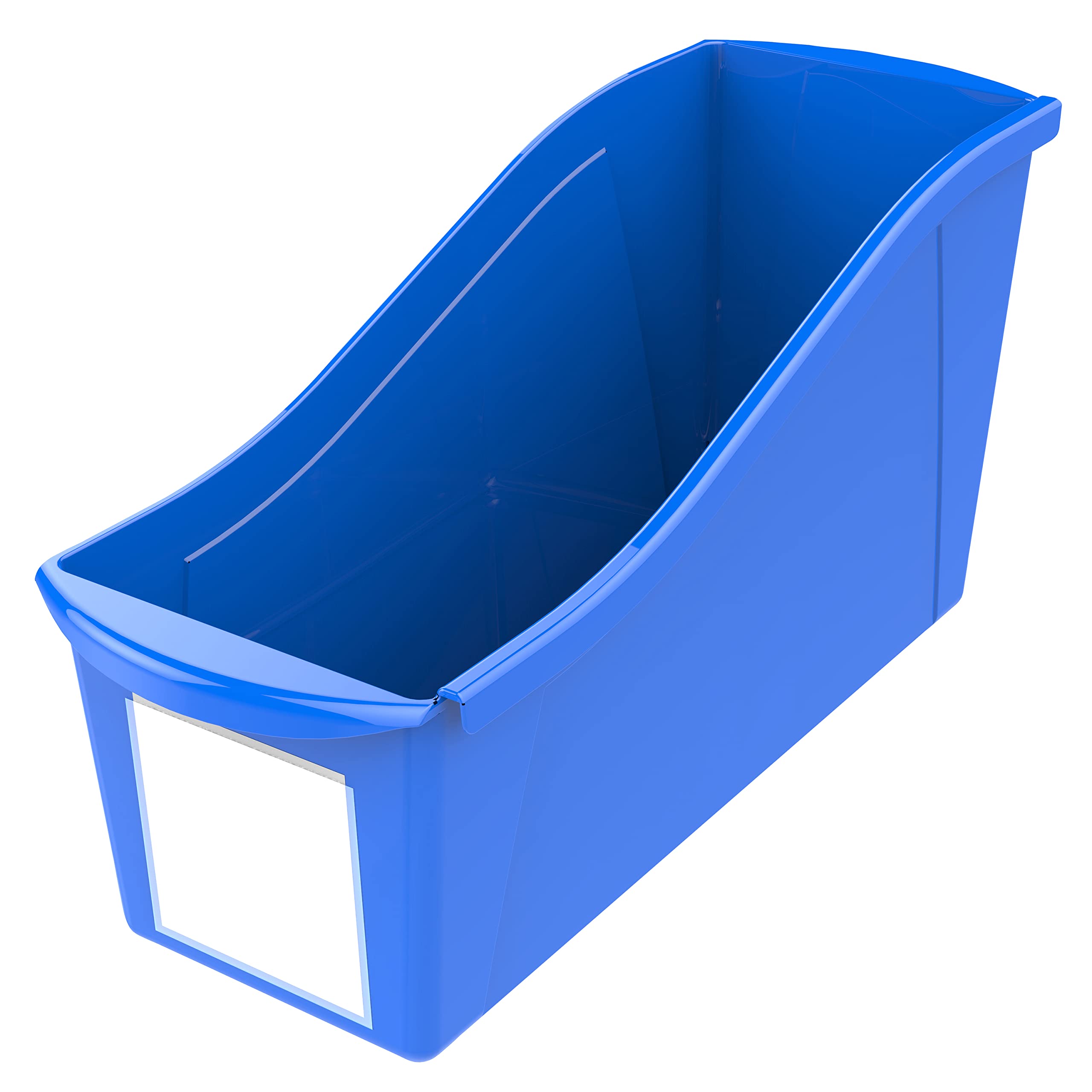 Storex Large Book Bin, 14 x 5 x 7, Case of 6, Blue (71115U06C)