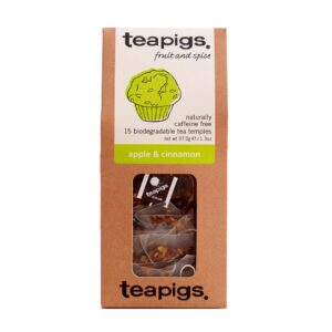 teapigs apple & cinnamon herbal tea bags made with whole leaves (6 pack of 15 tea bags)