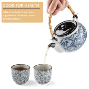 Ceramic Teapot Japanese Style Porcelain Teapot with Rattan Handle Restaurant Office Filter Tea Pot Drinkware Tea Kettle