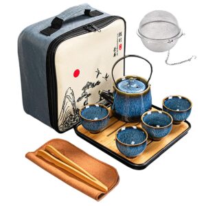 chinese/japanese tea set, tea sets for women/adults,gongfu/porcelain tea set,tea tray and filter included,suitable for picnic and ttravel