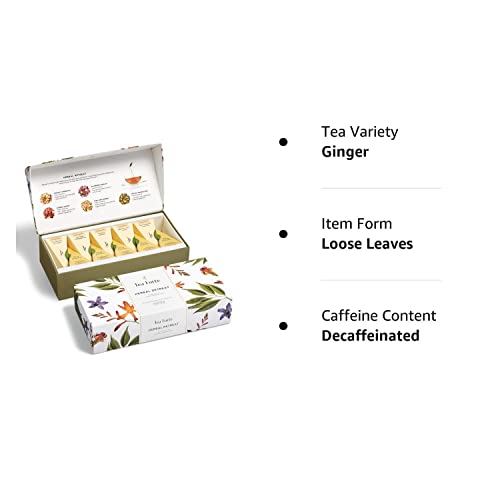 Tea Forte Herbal Retreat Organic Citrus And Fruit Herbal Tea, Petite Presentation Box, Sampler Gift Set With 10 Handcrafted Pyramid Bag Infusers, Caffeine Free, 10 Count (Pack of 1)