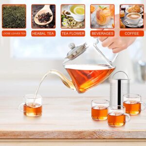 Glass Tea kettle Stovetop Safe, 40oz/1200ml Glass Teapot Gift Set with 4 Teacups, Tea Pot with Removable Infuser for Loose Leaf and Blooming Tea