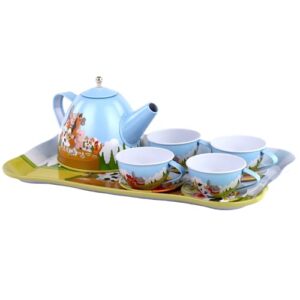 Regal Games Old Macdonald’s Tea Time - Barnyard Animal Designed Kid's Tea Time Set - includes 1 Teapot, 4 Cups, 4 Saucers, 1 Platter & Storage Case - Ideal Birthday & Easter Gift for Ages 5+