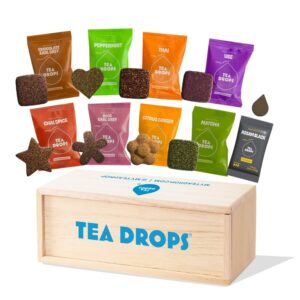 Tea Drops Gift Set - 9 Organic Loose Leaf Tea Samplers (Chai, Earl Grey, Citrus, Ginger, Rose, Matcha, Peppermint, Ube, Assam Thai)