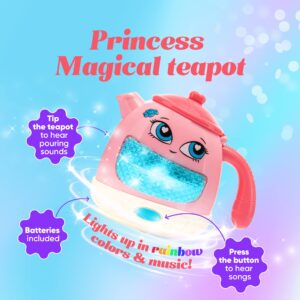 Jimbalaya Tea Party Set for Little Girls, Musical Mozartz Rainbow Colours Teapot with Songs & Sounds Pretend Play Toy Toddler Tea Set for Kids ,Toy Tea Set w/ Cupcake and Ice Cream