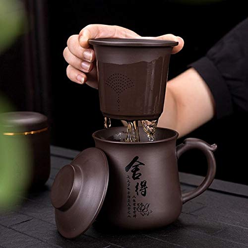 Aeseark Chinese Tea Cup Set Handmade Portable Clay Tea Cup,Ceramic Cup,Travel Tea Set Chinese-Kungfu Tea Set Coffee Mug Juice Cup,As Holiday Gifts（14.2 OZ）