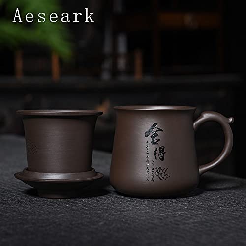 Aeseark Chinese Tea Cup Set Handmade Portable Clay Tea Cup,Ceramic Cup,Travel Tea Set Chinese-Kungfu Tea Set Coffee Mug Juice Cup,As Holiday Gifts（14.2 OZ）