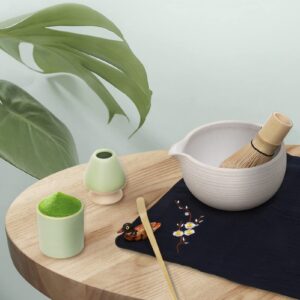 Artcome Japanese Matcha Tea Set, Matcha Bowl with Pouring Spout, Tea Tray, Bamboo Whisk, Ceramic Whisk Holder, Handmade Matcha Ceremony Kit For Japanese Tea Ceremony (10Pcs)