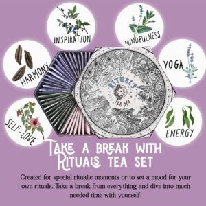 ACORUS | Rituals Tea Set | Natural Assorted Tea Hamper Box | Tea Gift Set of 6 Different Teas | Herbal and Fruit Tea Sampler | Tea Variety Pack | 60 Tea Bags