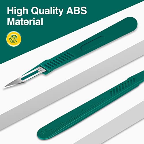 10 PCS Scalpel Blades with #11 Scalpels Surgical Blades,Disposable Blades with Protective Cover,Laboratory Blade-Lab Knives- Carving Blades with Handle-Art Blades Practicing Cutting-Crafts & More