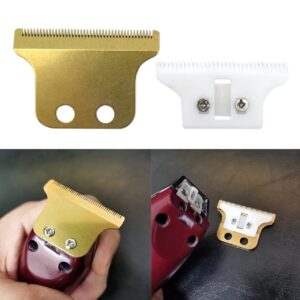 Adjustable 2 Hole Double Wide Trimmer Replacement Blade for Wahl Detailer #8290 5 Star Razor Edger #8051 G-Whiz #8986 Sterling Definitions #8085(Ceramic + Gold Blade)