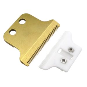 Adjustable 2 Hole Double Wide Trimmer Replacement Blade for Wahl Detailer #8290 5 Star Razor Edger #8051 G-Whiz #8986 Sterling Definitions #8085(Ceramic + Gold Blade)