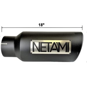 4 inch Inlet to 6 inch Outlet 15 inch Overall Length NETAMI Diesel Exhaust Tip Stainless Steel High Temperature Black Ceramic Coated Clamp-on Rolled Edge Single Wall Overall Length: 15"