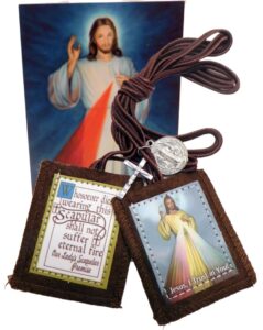 westmon works divine mercy scapular set with prayer card pack traditional wool catholic protection accessory