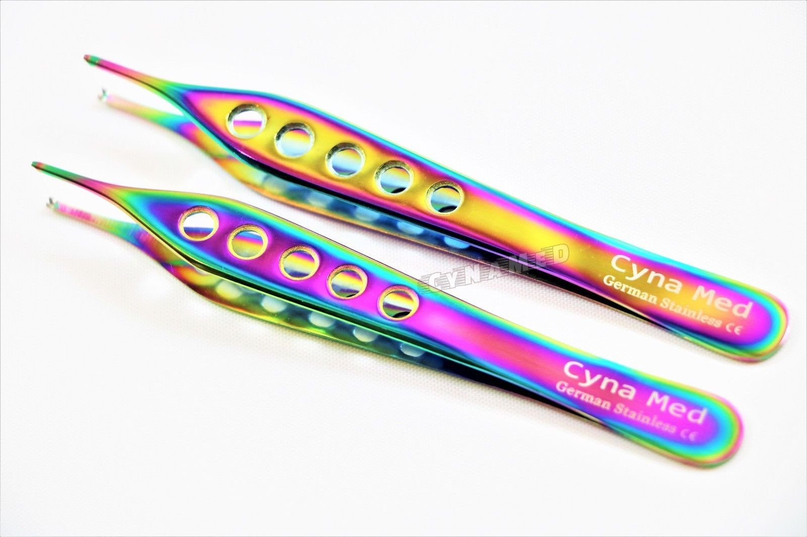 1X2 RAT TOOTHED ADSON TISSUE FORCEPS 4.75 inches 2PCS TITANIUM RAINBOW PREMIUM DISSECTING GERMAN GRADE CYNAMED