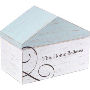 precious moments this home believes rustic farmhouse distressed wooden decorative desktop home décor box 173427,multicolor