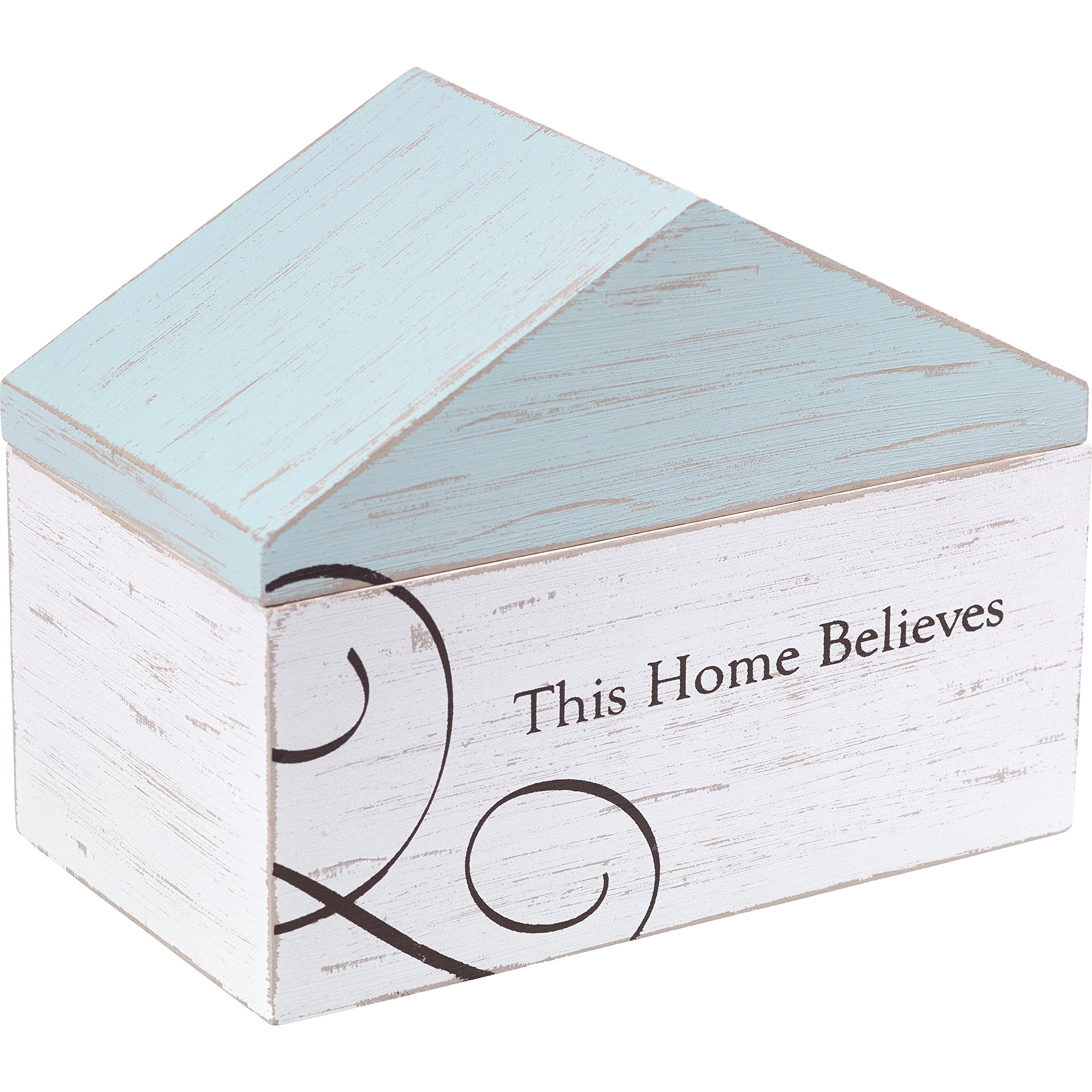 Precious Moments This Home Believes Rustic Farmhouse Distressed Wooden Decorative Desktop Home Décor Box 173427,Multicolor