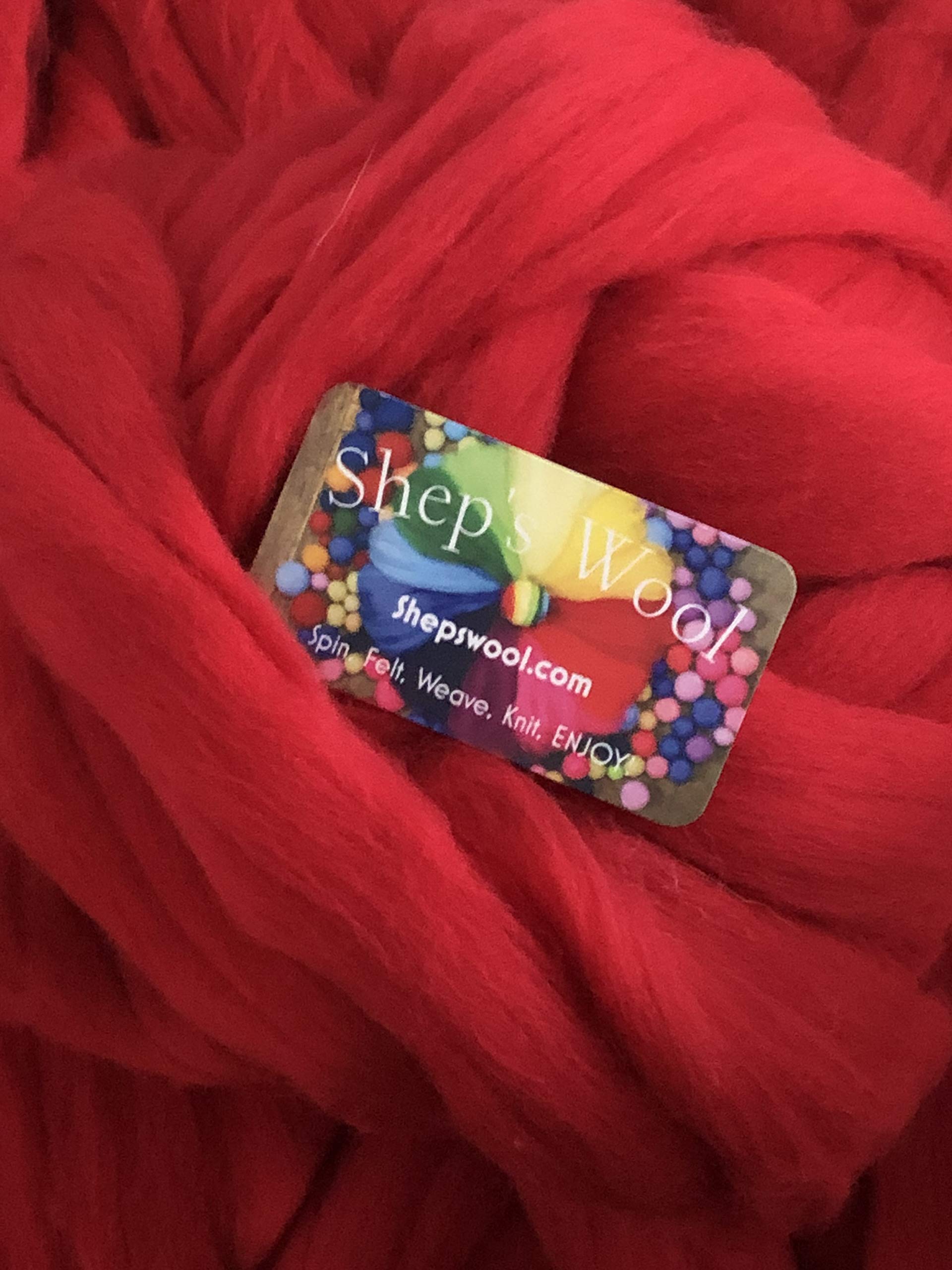 Red Wool Roving, Shep's Wool, Red Roving, Red Spin Wool, Red Felting, Craft Wool, Roving (8 oz)