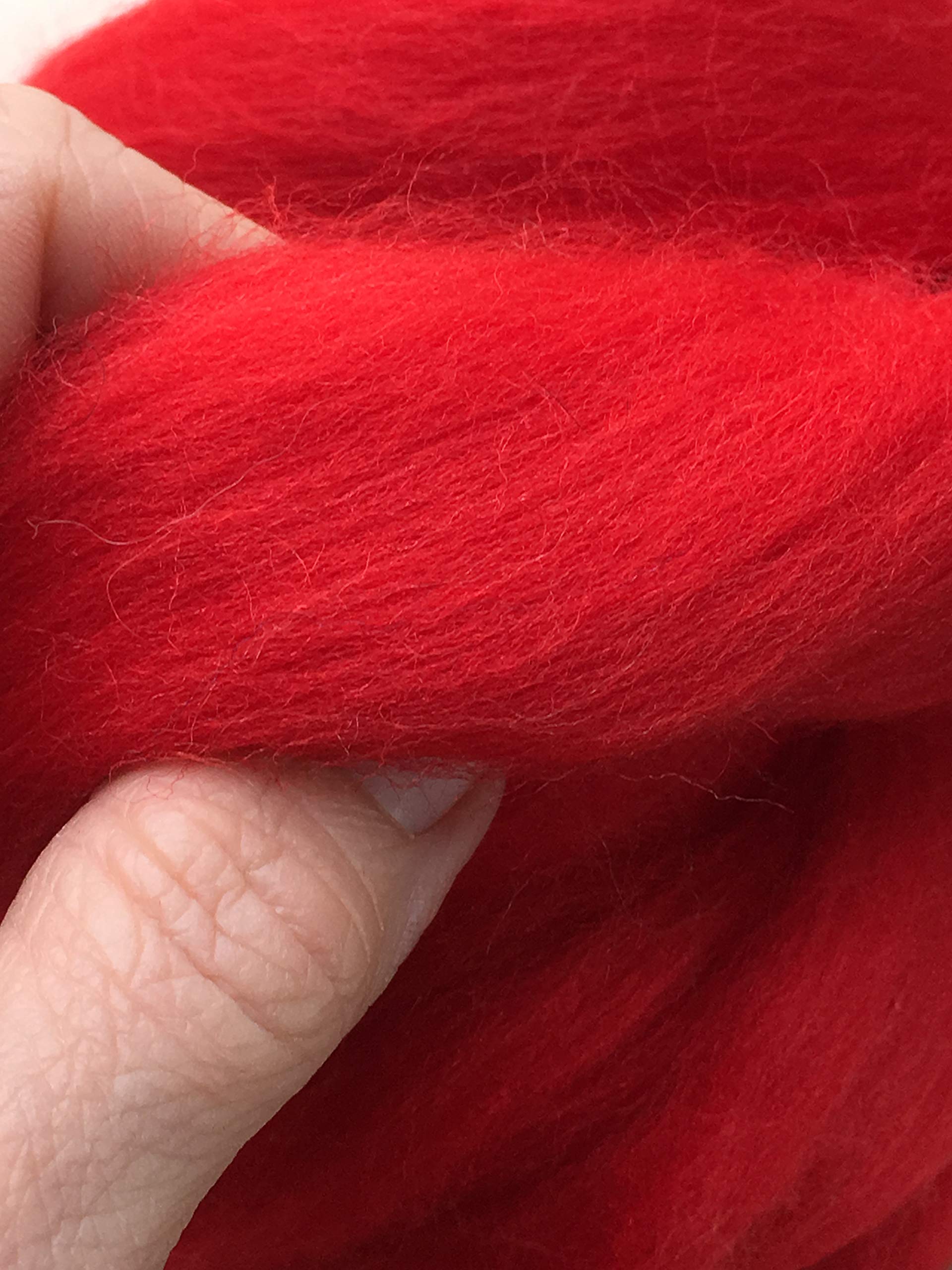 Red Wool Roving, Shep's Wool, Red Roving, Red Spin Wool, Red Felting, Craft Wool, Roving (8 oz)