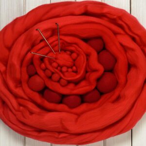 Red Wool Roving, Shep's Wool, Red Roving, Red Spin Wool, Red Felting, Craft Wool, Roving (8 oz)