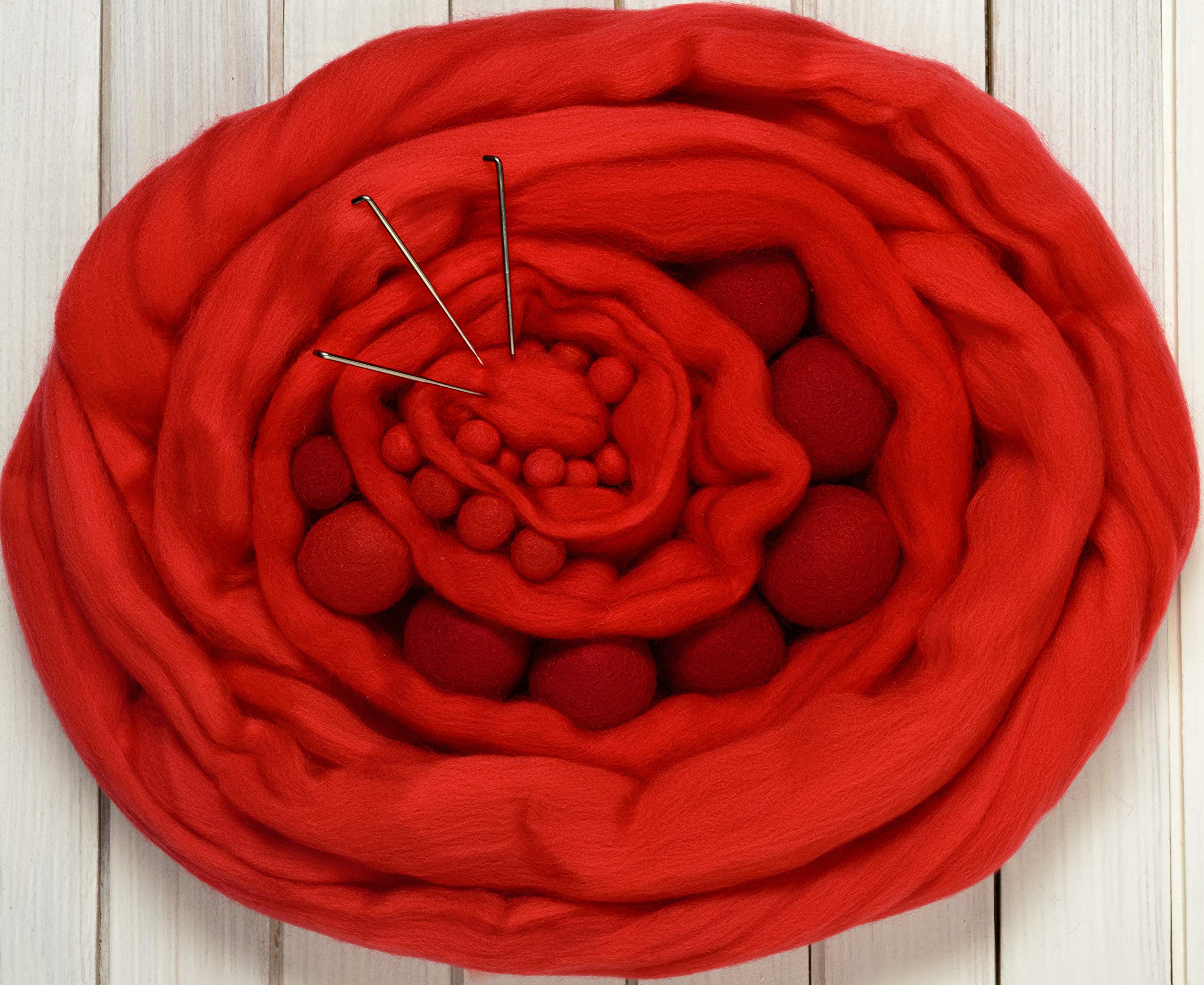 Red Wool Roving, Shep's Wool, Red Roving, Red Spin Wool, Red Felting, Craft Wool, Roving (8 oz)