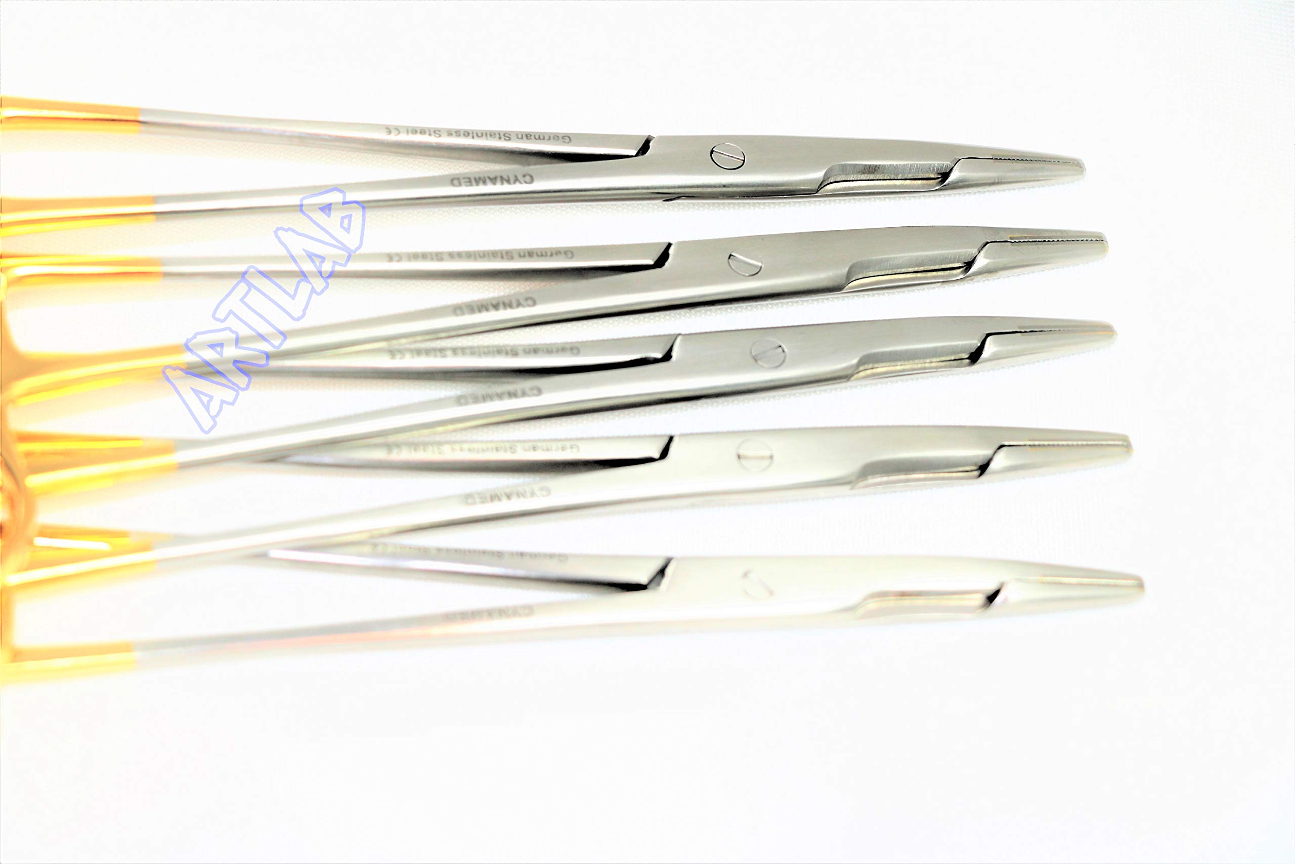 LOT of 5EA Olsen HEGAR Needle Holder Forceps 7" (17.80cm) with Tungsten Carbide Inserts Serrated (CYNAMED)