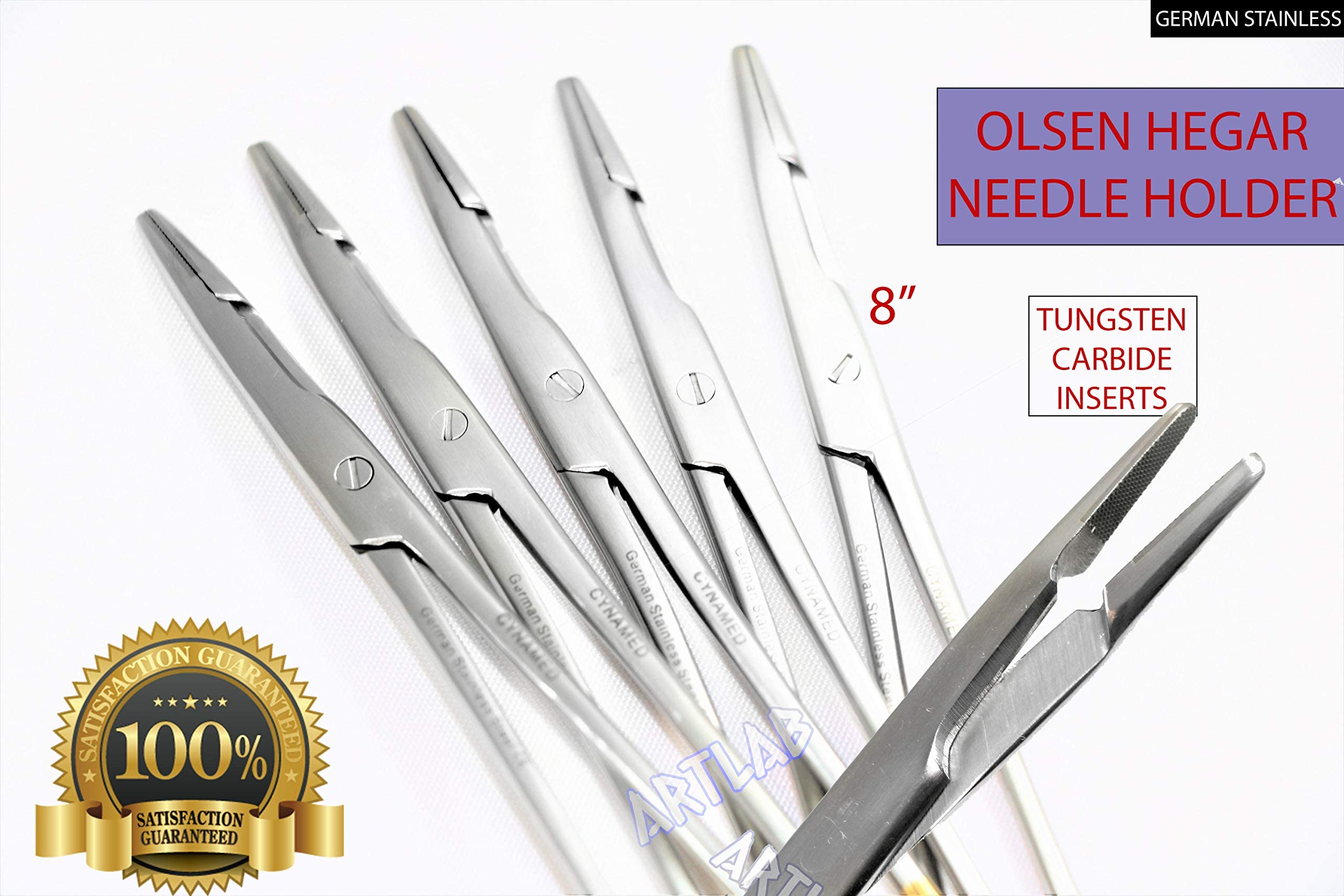 LOT of 5EA Olsen HEGAR Needle Holder Forceps 7" (17.80cm) with Tungsten Carbide Inserts Serrated (CYNAMED)