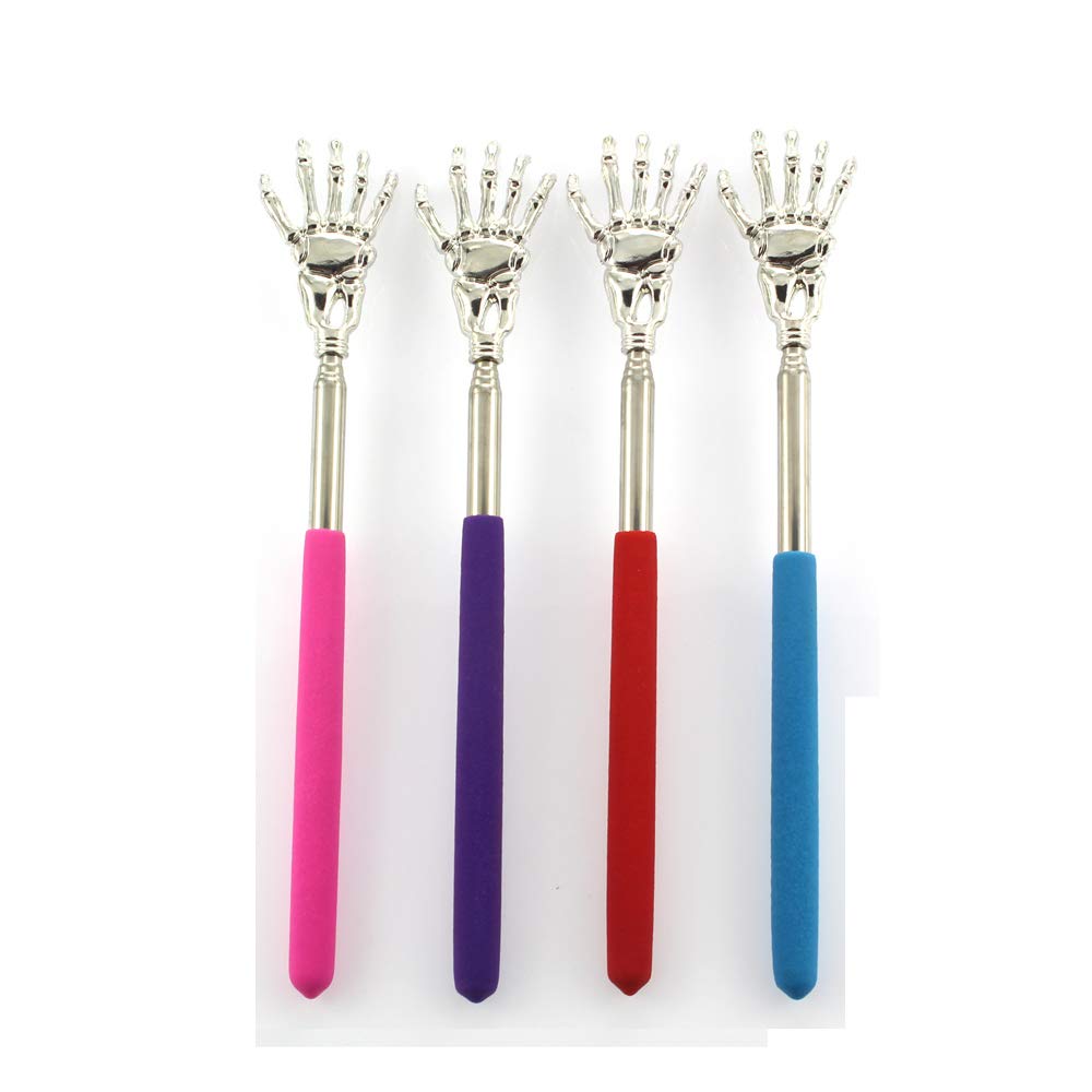 4 Pieces Skull Palm Telescopic Back Scratcher Hand Massager backslap with Rubber Handles(Random Color) (4 Pcs)