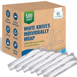 safeware white plastic knives individually wrapped 500 pcs- medium weight - ideal for party, bbq, picnic, home, office, restaurant use.…